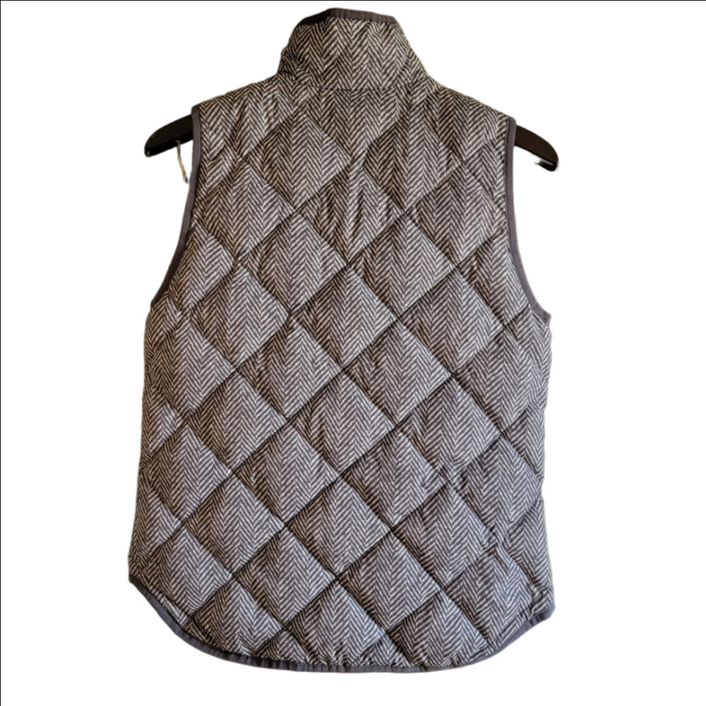 J. CREW Gray/White Patterned Quilted Puffer Vest Size XS - Picture 4 of 10